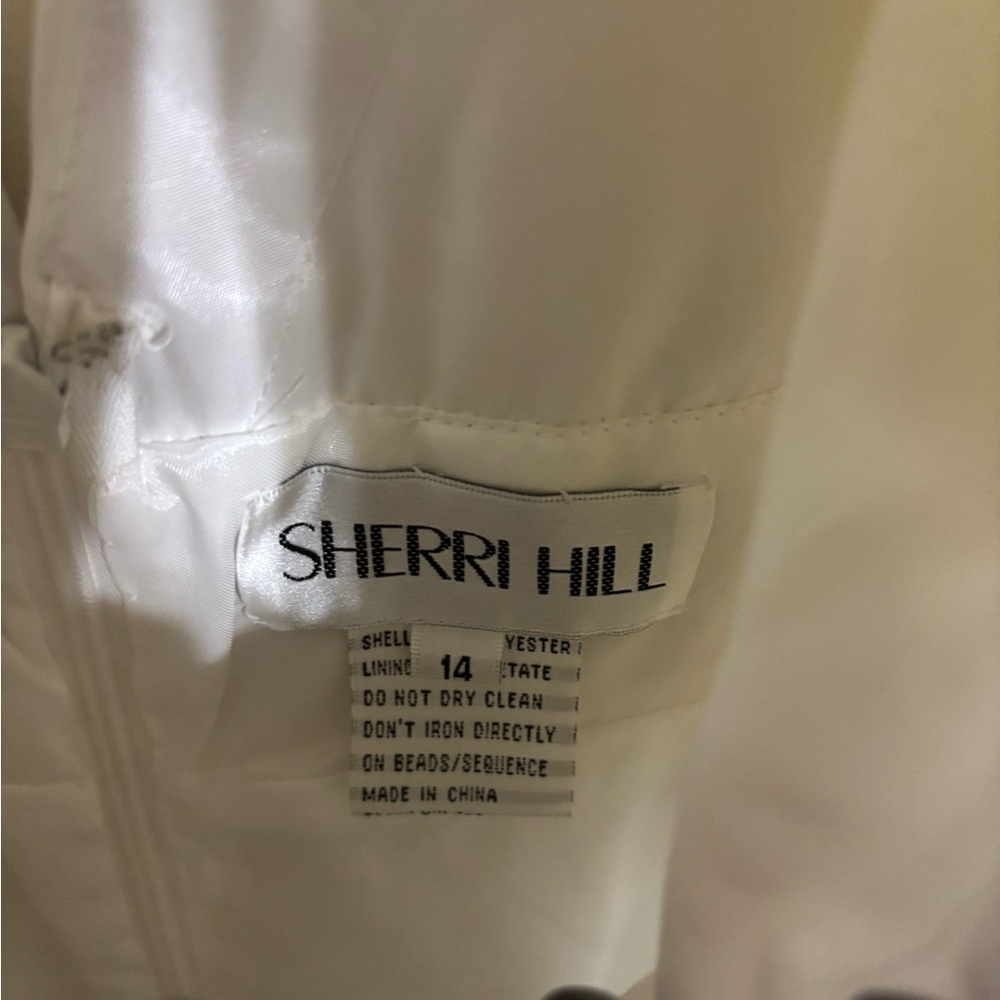 Elegant White Halter Dress by Sherri Hill size 14 - Picture 3 of 4